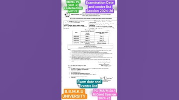 BBMKU  PG- Sem 2 2024-26 Examination Date & Centre List (MA/MSc./M.Com.) SEM 2 #bbmkulatestnews