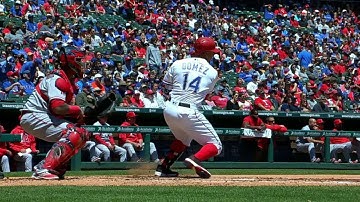 LAA@TEX: Gomez singles and DeShields scores on error