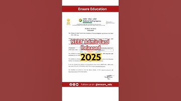 📢 NEET 2025 Admit Card Released – Check Now! #neet2025 #neetexam2025 #neetadmitcard #neet #neetexam