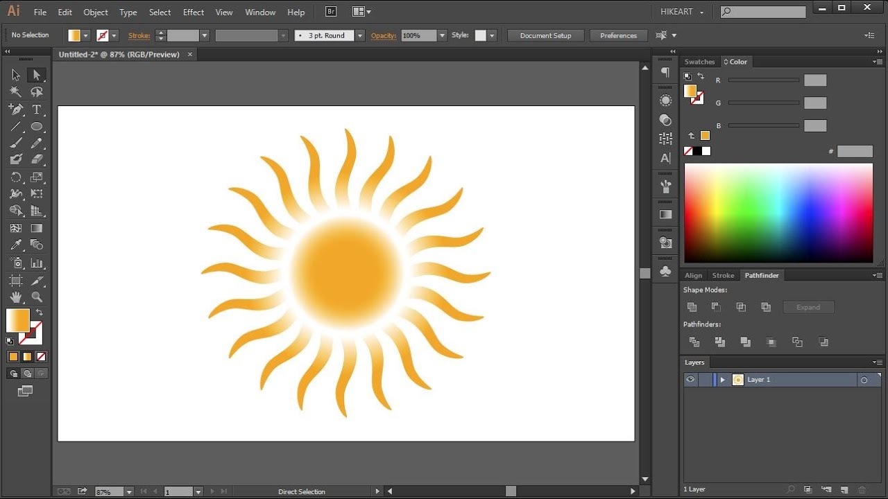 How to Draw a Sun in Adobe Illustrator - YouTube