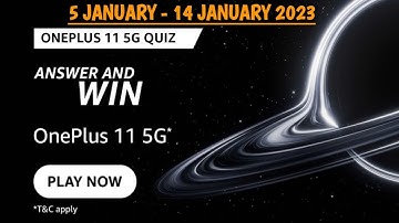 Amazon OnePlus 11 5G Quiz Answers Today | Win OnePlus 11 5G Smartphone |