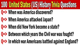 100 Us History Trivia Questions Answers America Trivia Usa Trivia United States History Quiz Youtube