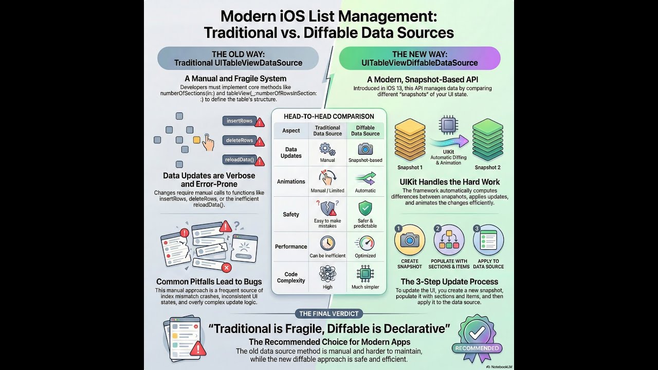 🔄 UITableViewDiffableDataSource vs Traditional Data Source — What’s Different? | hin