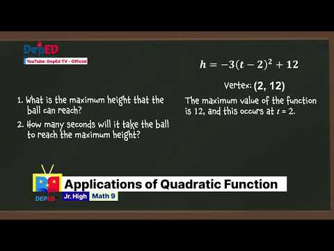 Grade 9 MATHEMATICS QUARTER 1 EPISODE 18 (Q1 EP18): Application of Quadratic Function