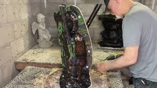 De-Molding New 24 Egret Mold. Latex And Fiberglass.