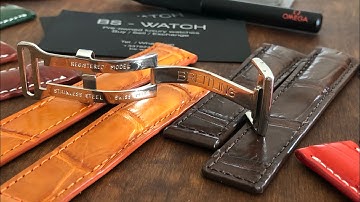 Breitling & TAG Heuer style crocodile leather strap for the deployment buckle | BS-WATCH.FR