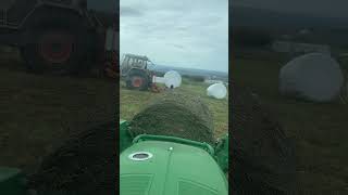 Wrapping round bales!#agriculture #farmlife #hay
