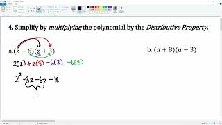 Simplify by multiplying the polynomial by Distributing. #4 Part 1
