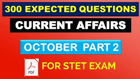 STET COMPUTER SCIENCE BATCH ll 300 OCTOBER Expected Current Affairs Part   2