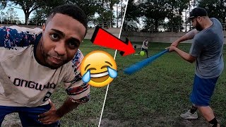 100% The Hardest Blitzball Ever Hit (CRUSHED) IRL Baseball Challenge gopro 7 black