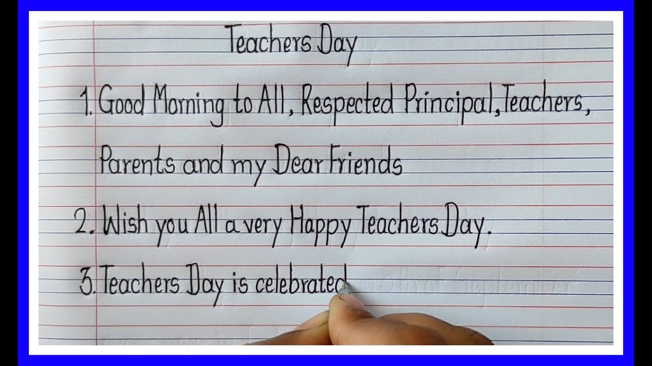 10 Lines Speech On Teachers Day In English Writing-Learn Speech - Youtube