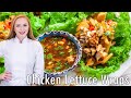 Chicken Lettuce Wraps - with peanut dipping sauce!