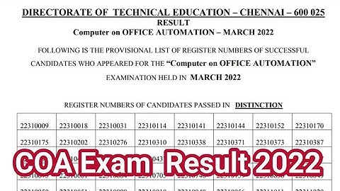 COA Exam Result 2022 | Computer on office automation result 2022