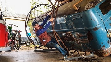 VW Bus Rotisserie build part 3!!