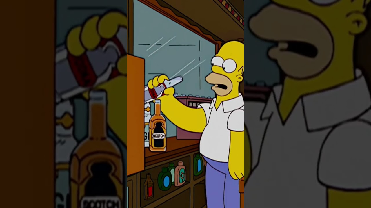 Homer drinking and sobbing | The Simpsons 