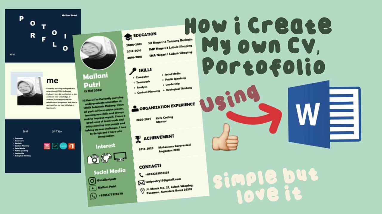 cara buat CV, Portofolio mudah | sederhana | cuma pake word 