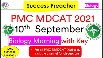 10th September 2021 NMDCAT Paper || Biology Portion || Answer key of Biology Portion