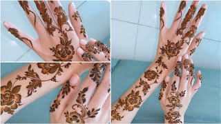 نقش حناء ورود الجوري على اليد خفيف وناعم ||   simple henna Mehendi Rose for Back  hand tutorial