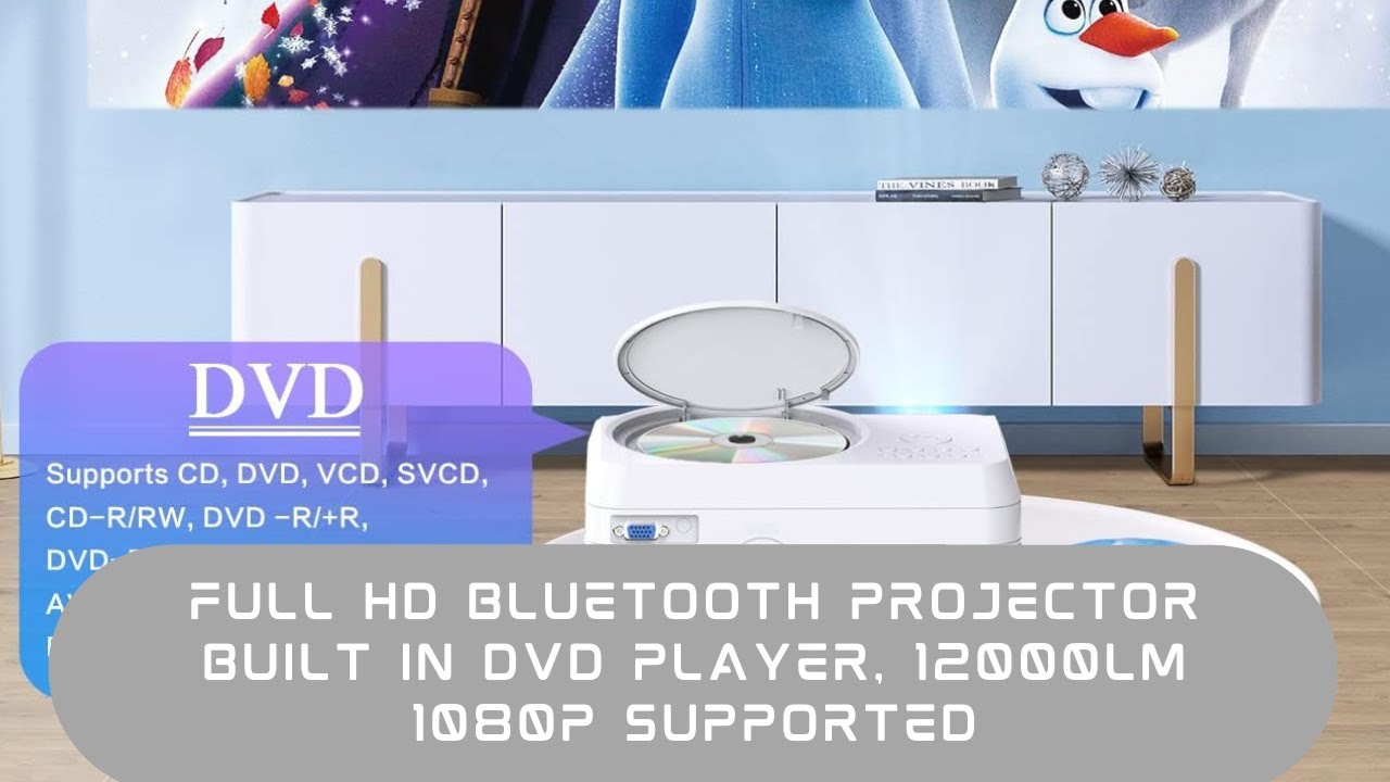Full HD Projector Built in DVD Player, 12000LM 1080P Supported ...