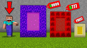 Minecraft NOOB vs PRO: WHICH RAREST PORTAL WILL NOOB BOUGHT FOR 9999$ VS 777$ VS FREE? 100% trolling