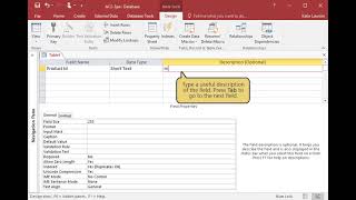 MS Access Chapter 2: Creating a Table in Design View and Setting the Primary Key