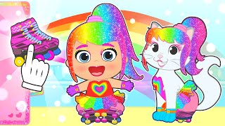 LILY AND KIRA ⛸️ Dress up as Rainbow Roller Skaters screenshot 2