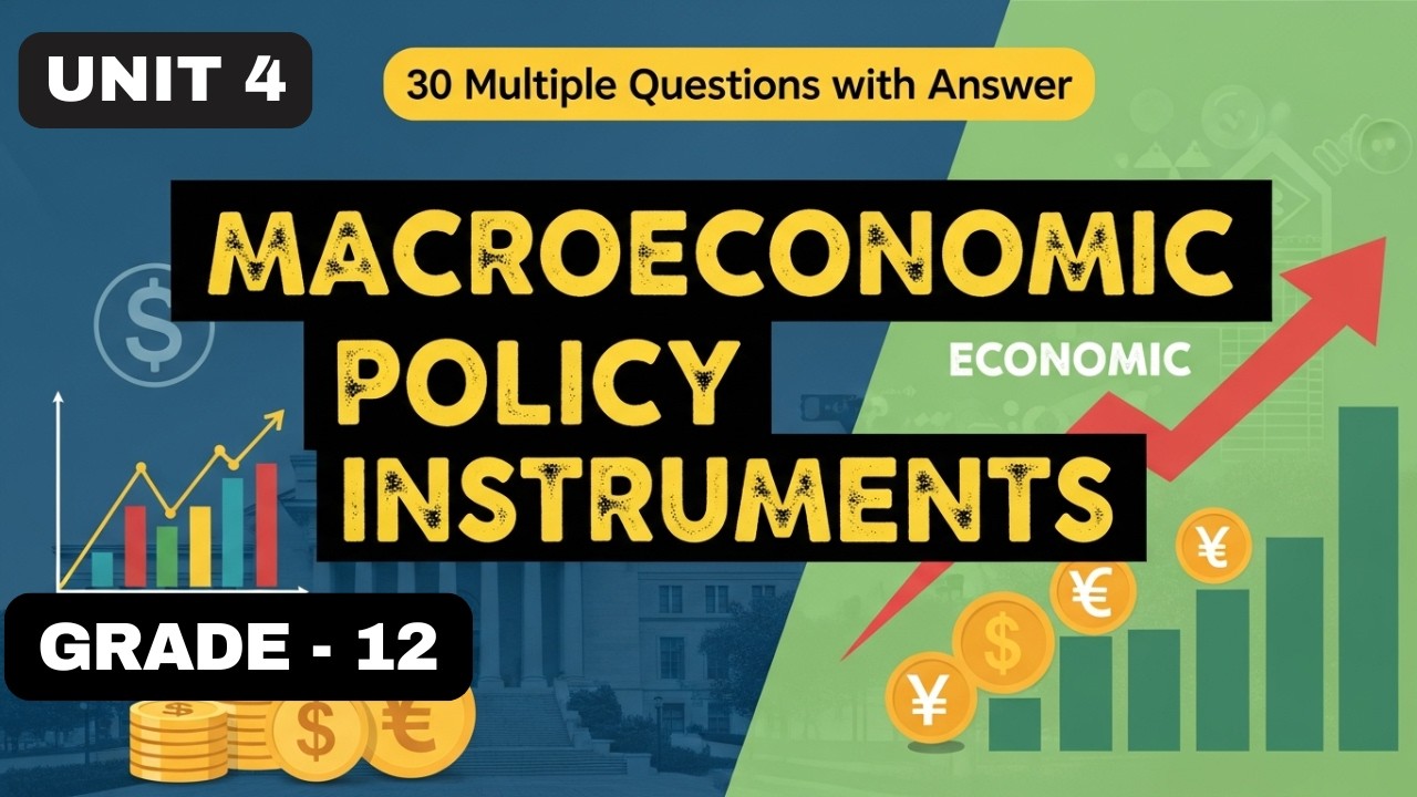 GRADE 12 ECONOMICS UNIT 4 | 30 MCQS WITH ANSWERS | MACROECONOMIC POLICIES | ETHIOPIAN CURRICULUM