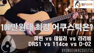 [마틴 vs 테일러 vs 라리비] 100만원대 최강 어쿠스틱 기타는? (마틴 DRS1, 테일러 214ce, 라리비 D-02 비교)