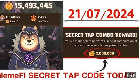 Memefi secret daily combo rewards 21 July 2024