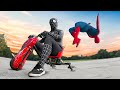 Spiderman vs venom in real life  drift trike battle comedy funny