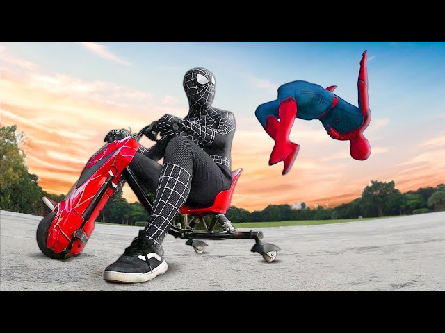 SPIDER-MAN vs VENOM in real life | Drift Trike Battle (Comedy Funny Video) class=