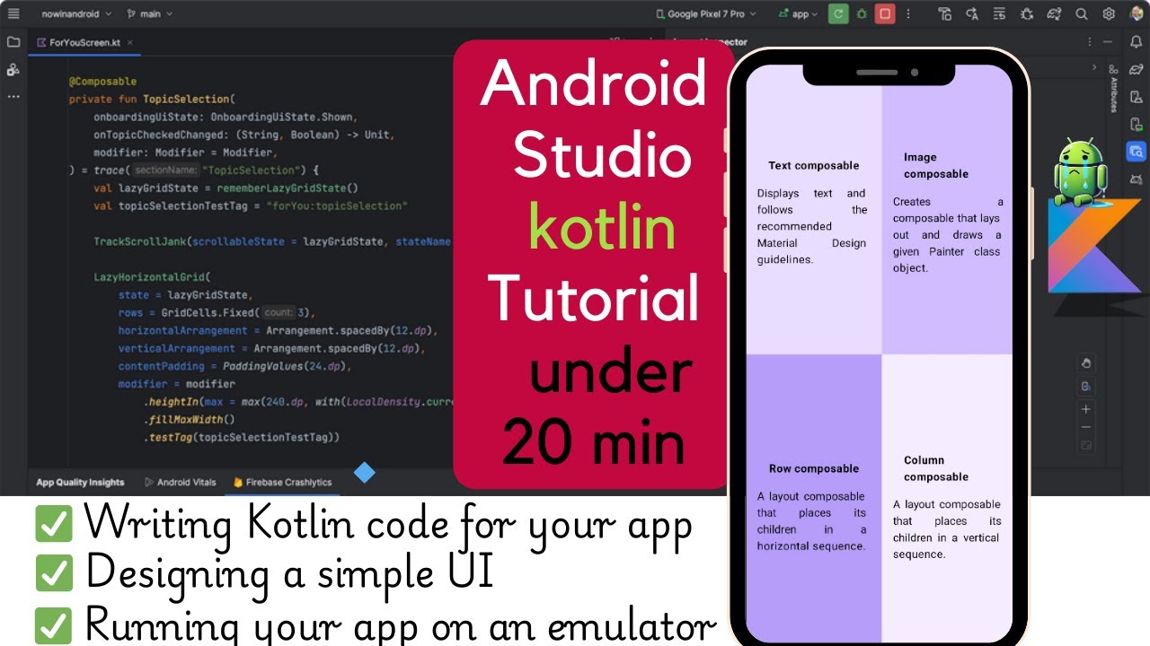 Kotlin in android studio building a static app for beginners! - YouTube