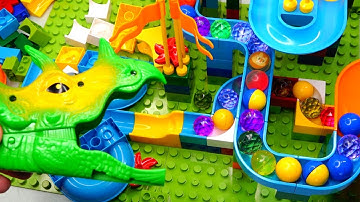 Satisfying Building Block coaster ☆ Marble Run ASMR BIG Dinosaur