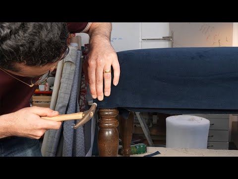 How To Reupholster A Footstool In 15 Minutes!
