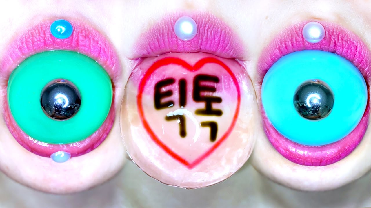 ASMR TIKTOK JELLY EARTH BALL JELLY CLEAR PUDDING 틱톡젤리 지구볼 젤리 투명 푸딩 eating sounds Satisfying