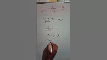 (1/2X)-(1/3X) =5; X=🤔🤔🧐#maths #mathematics #math #education #mathstricks #mathas #equations
