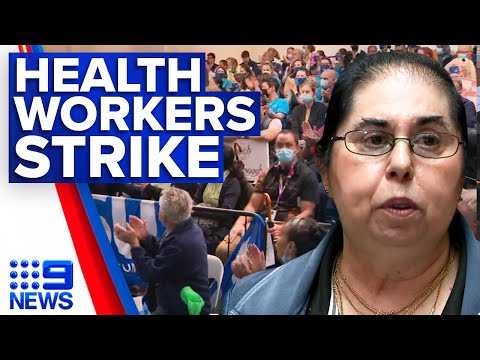 Fed up health workers strike for better pay across NSW | 9 News Australia