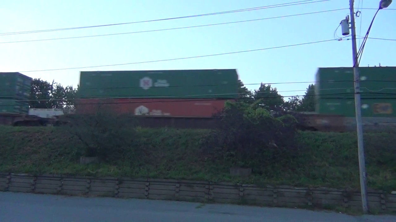 bnsf 5729 Canadian Pacific Train Eastbound on Elevated Tracks