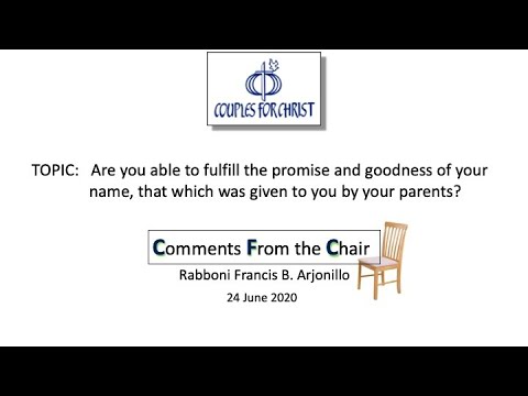 COMMENTS FROM THE CHAIR With Bro Bong Arjonillo 24 June 2020