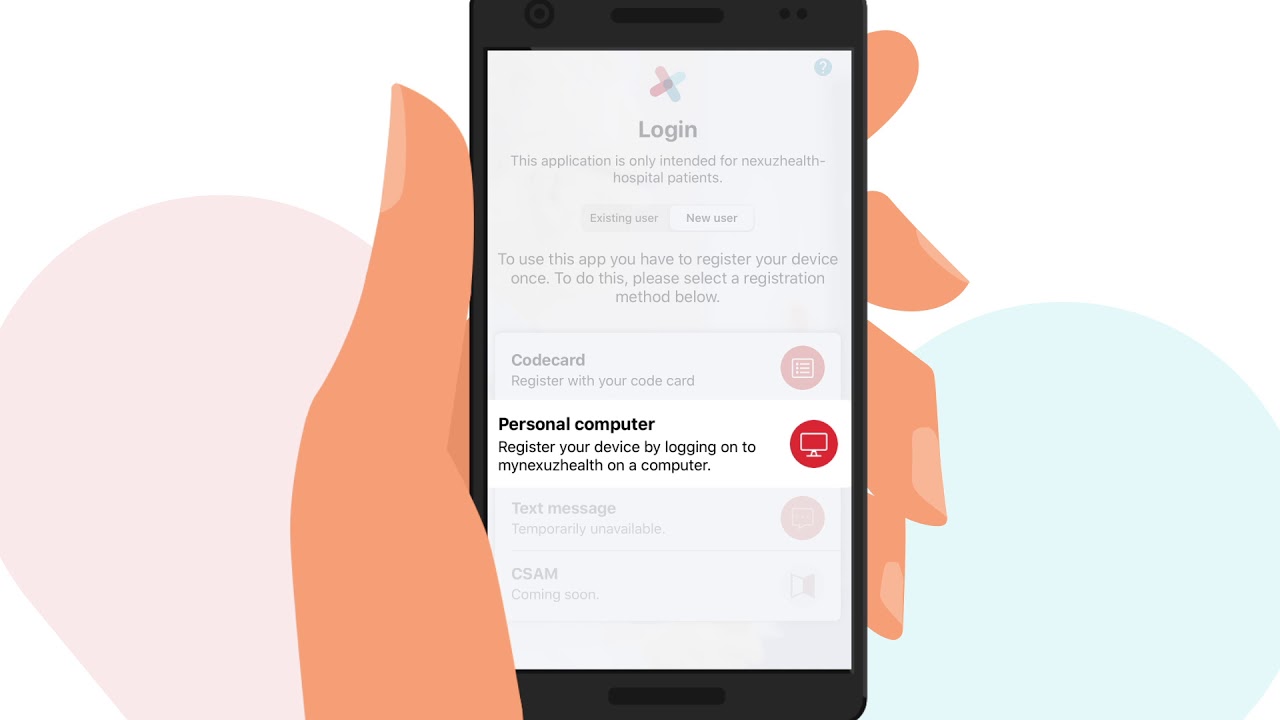 Registering the mynexuzhealth-app via PC