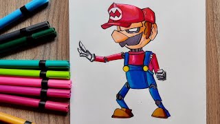 Super Mario Bros Drawing | Brush pen