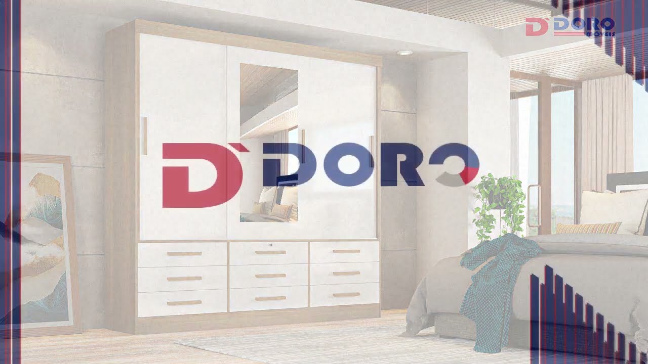 Roupeiro Meridian Plus 3 Portas 9 Gavetas Cinamomo/Grafite Larg