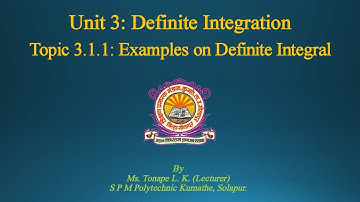 #MSBTE #Diploma #AppliedMathematics #Unit3 #3.1.1 Examples on Definite Integral