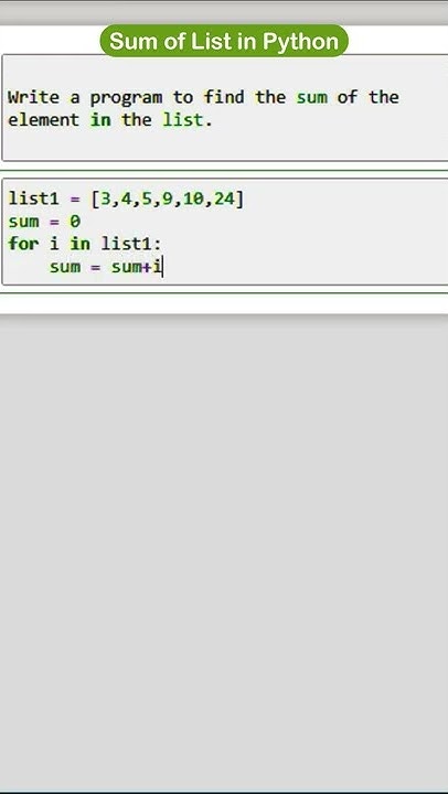 Sum of Elements in List | List In Python | Python Tutorial | Exersice # ...