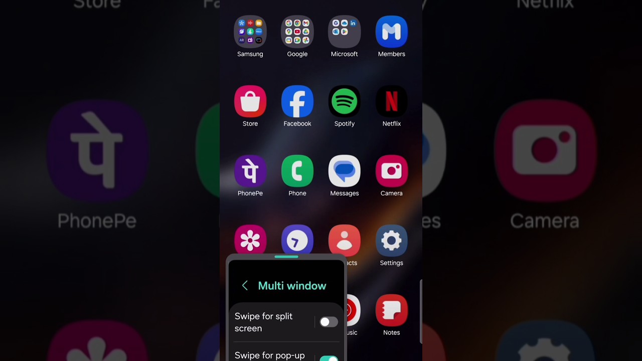 Samsung a14 5g Swipe Pop-up view setting 