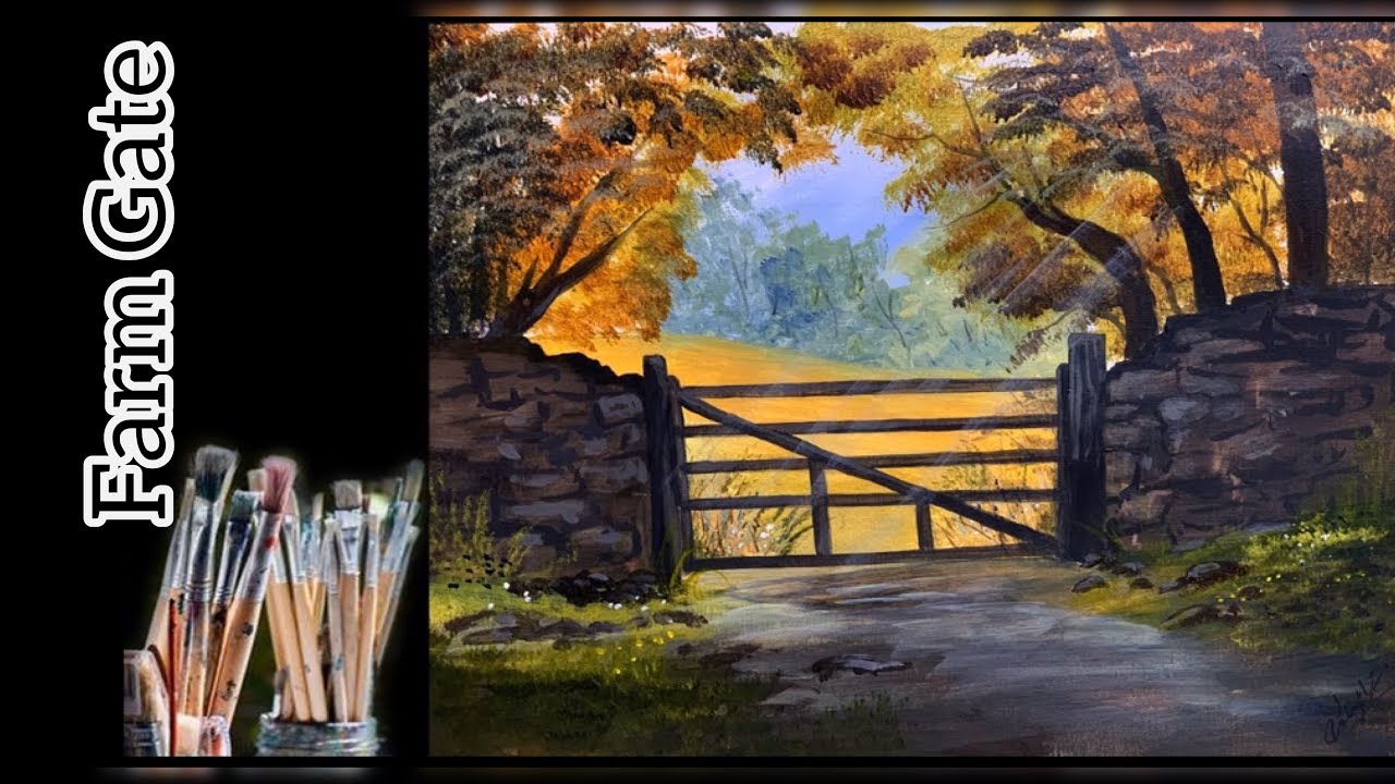 Farm Pasture Fence Line Acrylic Painting 4x4 with Easel Original Neelie Art