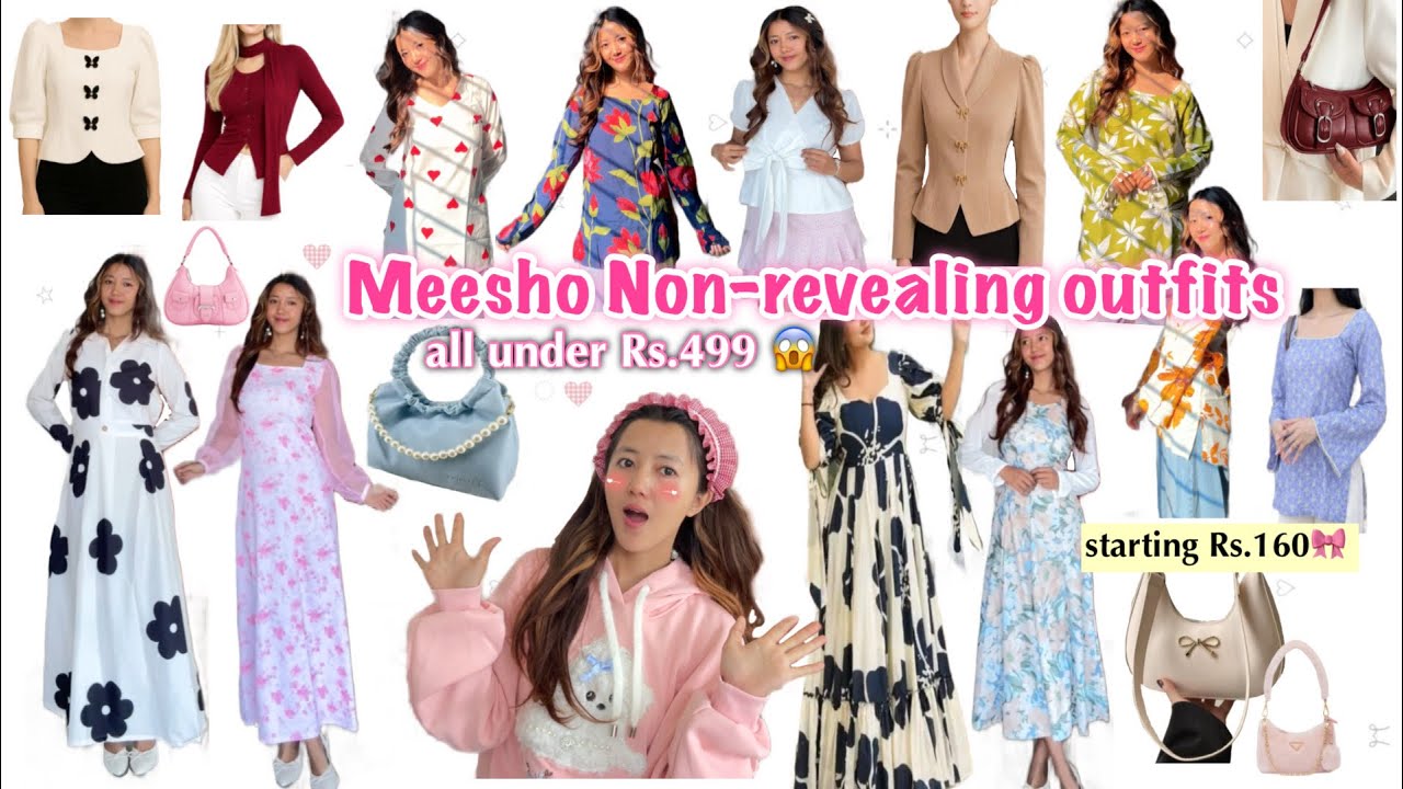 Meesho *Non-revealing* outfit haul 🌸🫧 | birthday dress, tops, short kurti, bags | all under Rs.499 