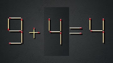 Move only 1 stick to make the equation correct | Matchstick puzzle  9+4=4