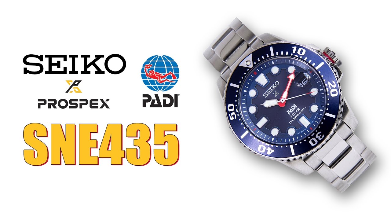 Seiko SNE435 PADI Solar Dive Watch - YouTube