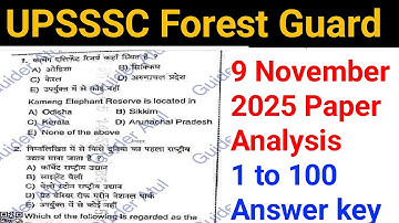 UPSSSC Forest Guard Paper Analysis 9 November 2025 || Answers key 